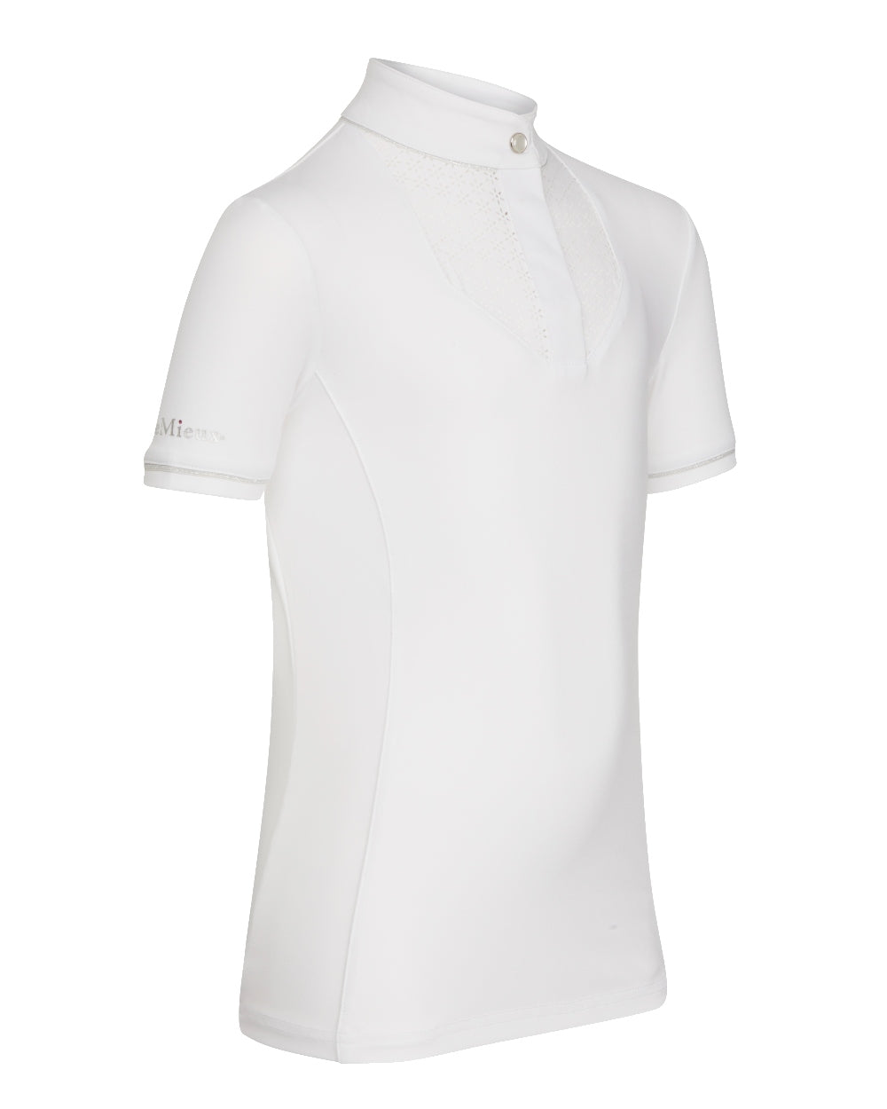 White coloured LeMieux Young Rider Belle Show Shirts on white background