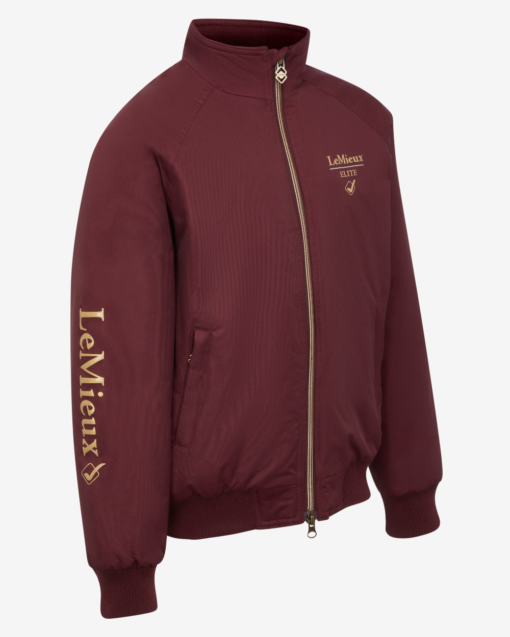 Burgundy coloured LeMieux Young Rider Elite Team Jacket on white background