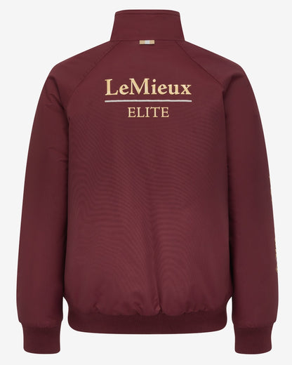 Burgundy coloured LeMieux Young Rider Elite Team Jacket on white background 