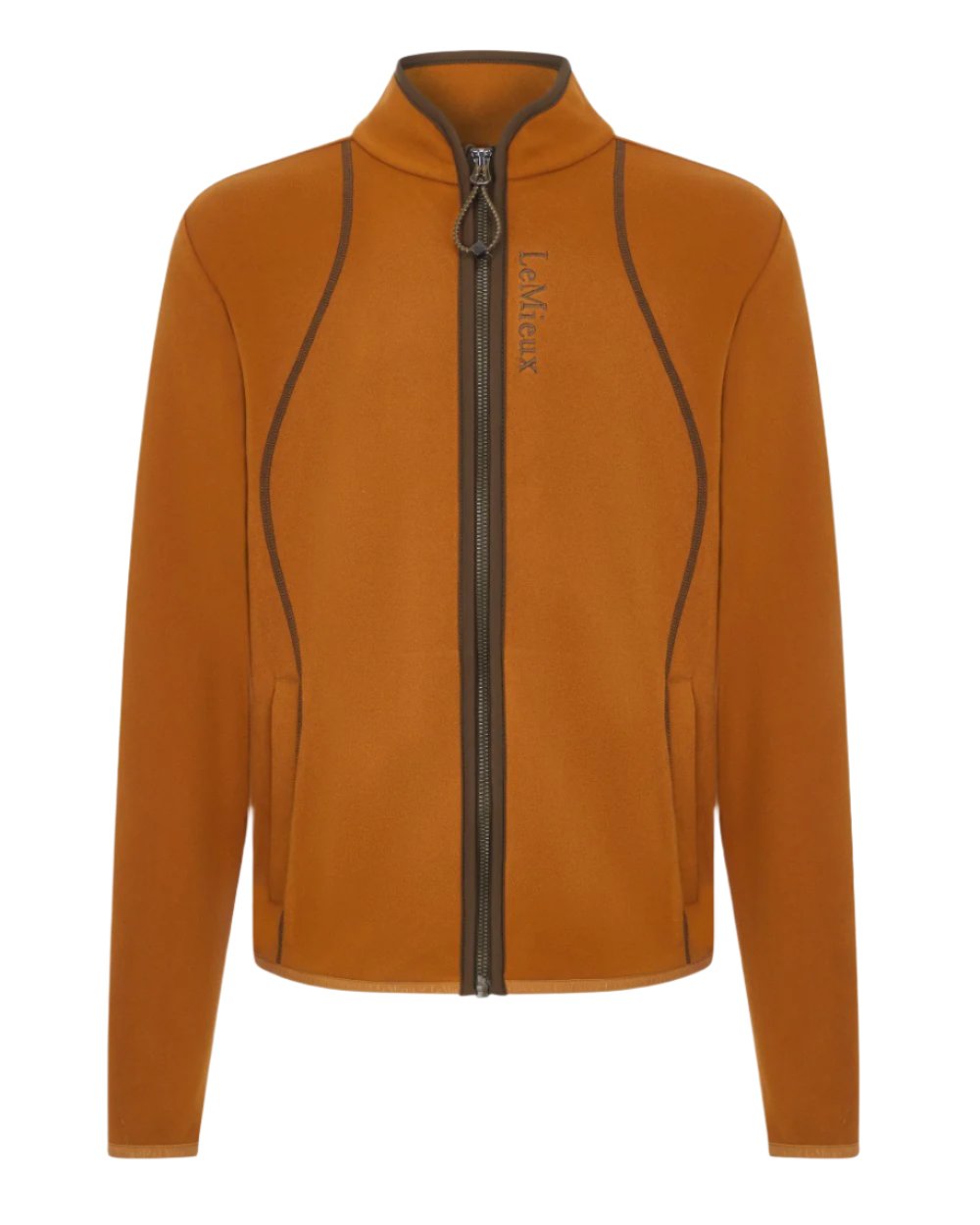 Ginger Coloured LeMieux Young Rider Felicity Fleece Zip Through Jacket On A White Background