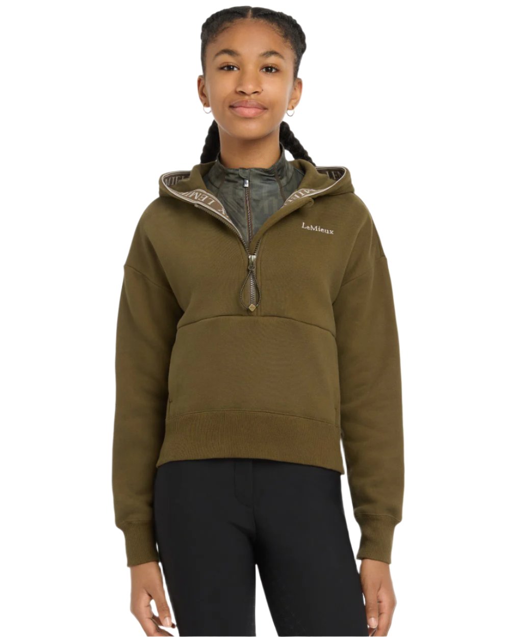 Alpine Coloured LeMieux Young Rider Hettie Half Zip Hoodie On A White Background