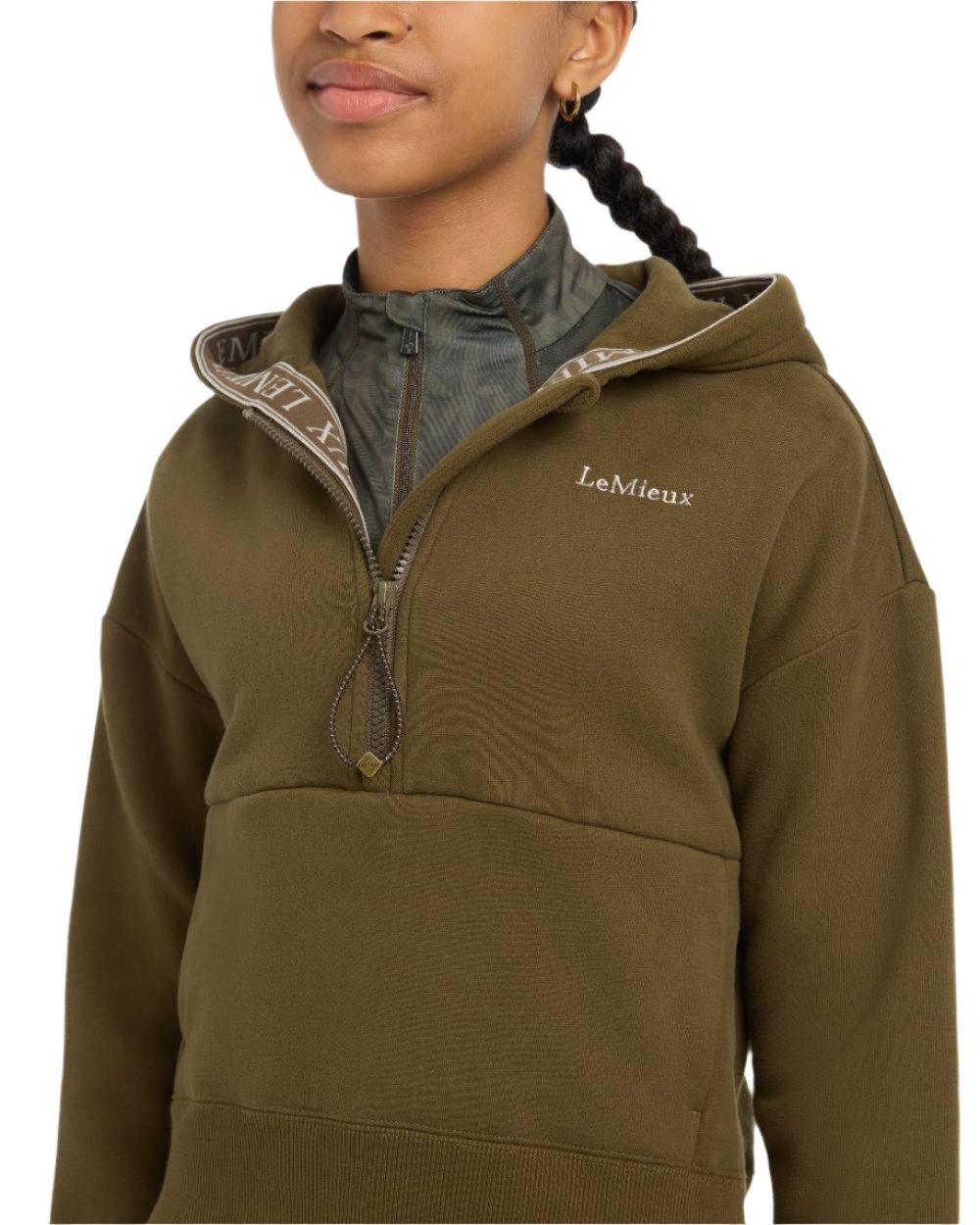 Alpine Coloured LeMieux Young Rider Hettie Half Zip Hoodie On A White Background