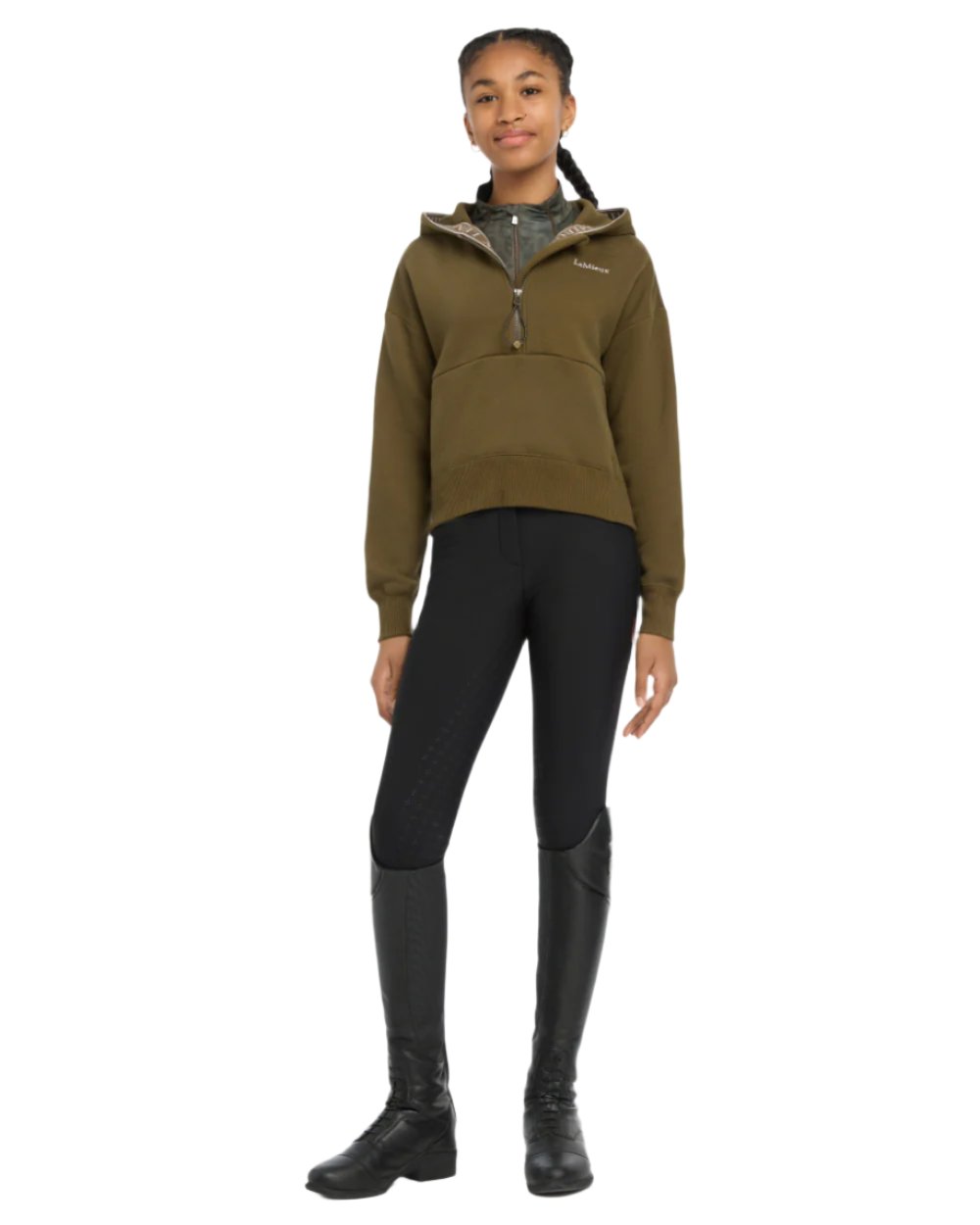 Alpine Coloured LeMieux Young Rider Hettie Half Zip Hoodie On A White Background