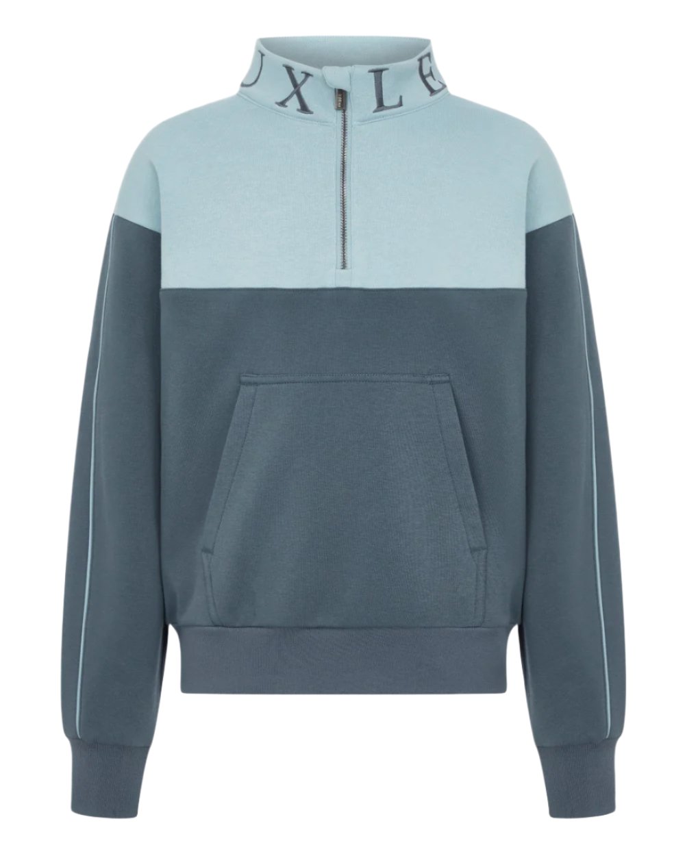 Petrol Glacier Coloured LeMieux Young Rider Kate Quarter Zip Sweater On A White Background
