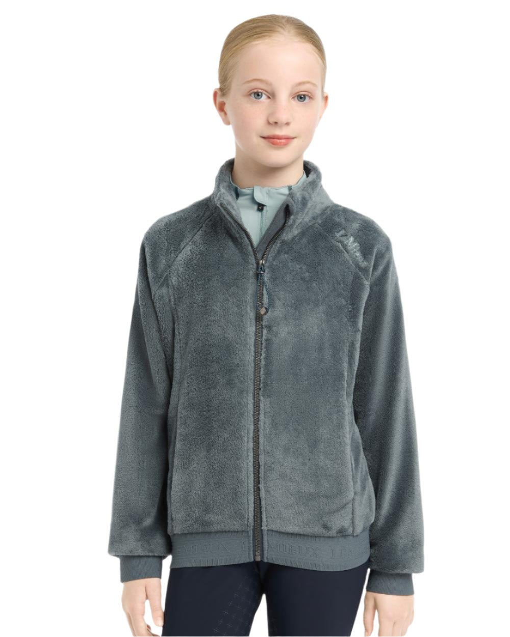 Petrol Coloured LeMieux Young Rider Libby Fleece Jacket On A White Background