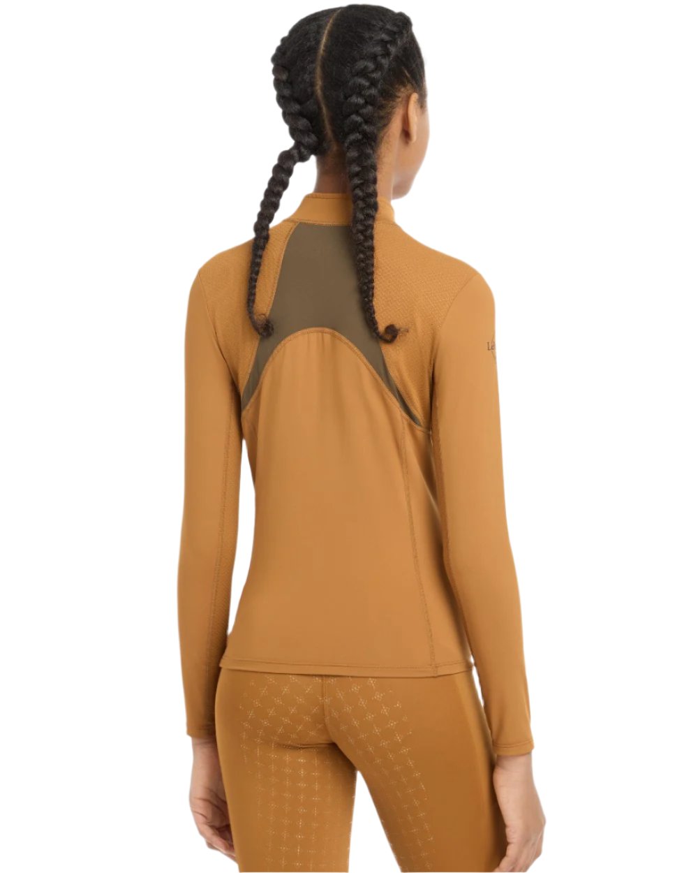 Ginger Coloured LeMieux Young Rider Mia Mesh Base Layer On A White Background