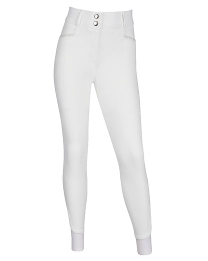 White coloured LeMieux Young Rider St Tropez Breech on grey background 