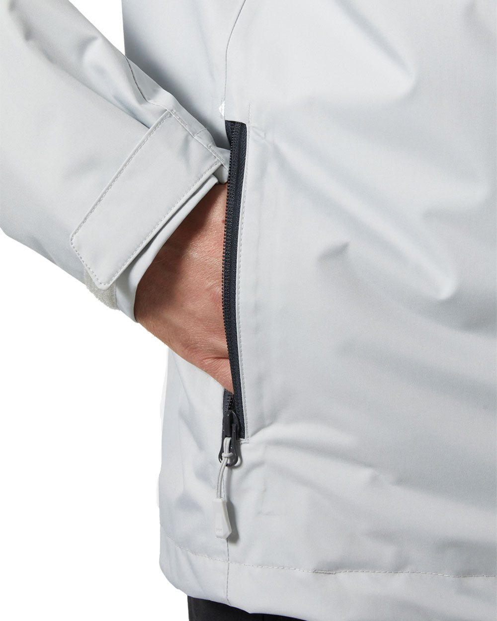 Grey Fog coloured Helly Hansen Mens Crew Hooded Midlayer Jacket on white background