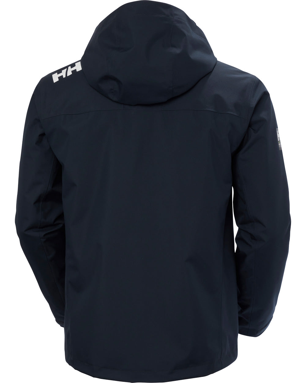 Navy coloured Helly Hansen Mens Crew Hooded Midlayer Jacket on white background