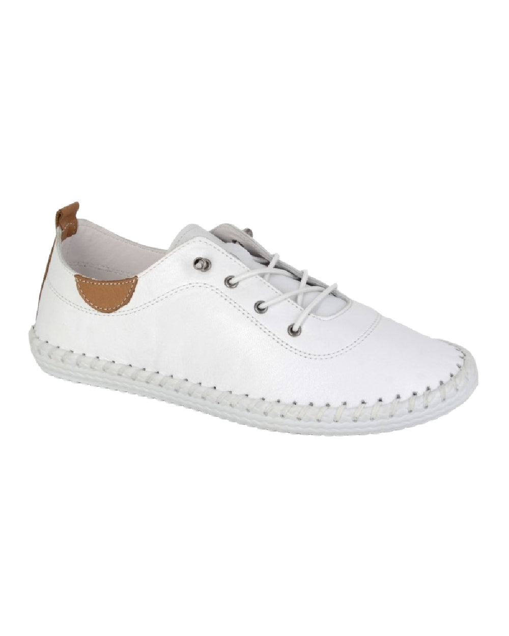 White Coloured Mod Comfys Womens Elastic Lace Up Comfort Shoes on White Background