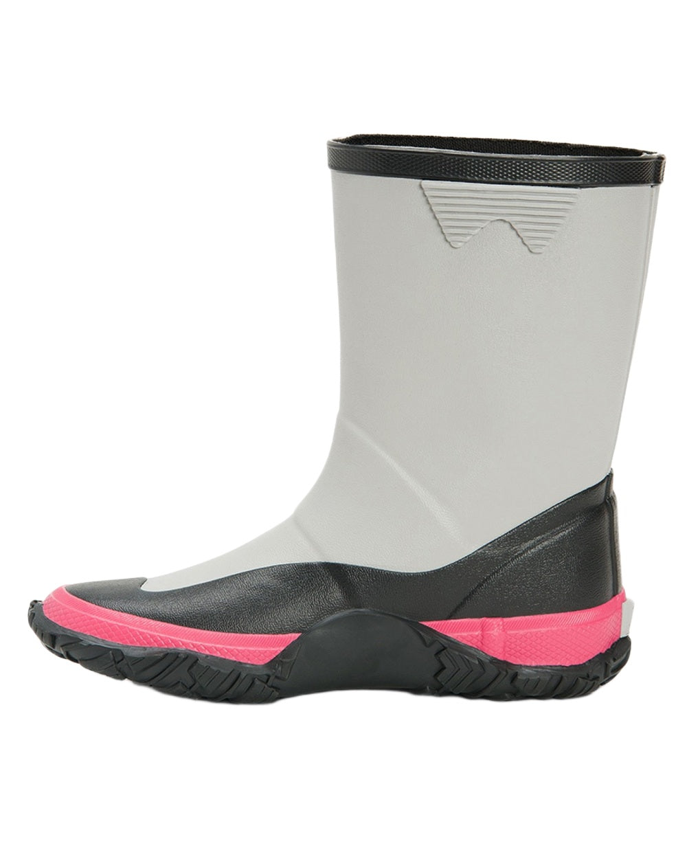 Grey Pink Coloured Muck Boots Childrens Forager Tall Boots on White Background