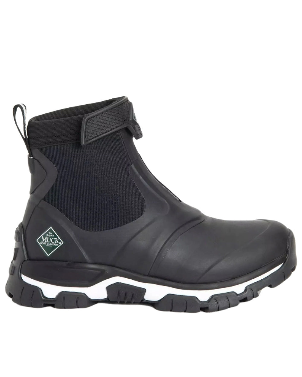 Black Coloured Muck Boots Ladies Apex Zip Mid Boots On A White Background