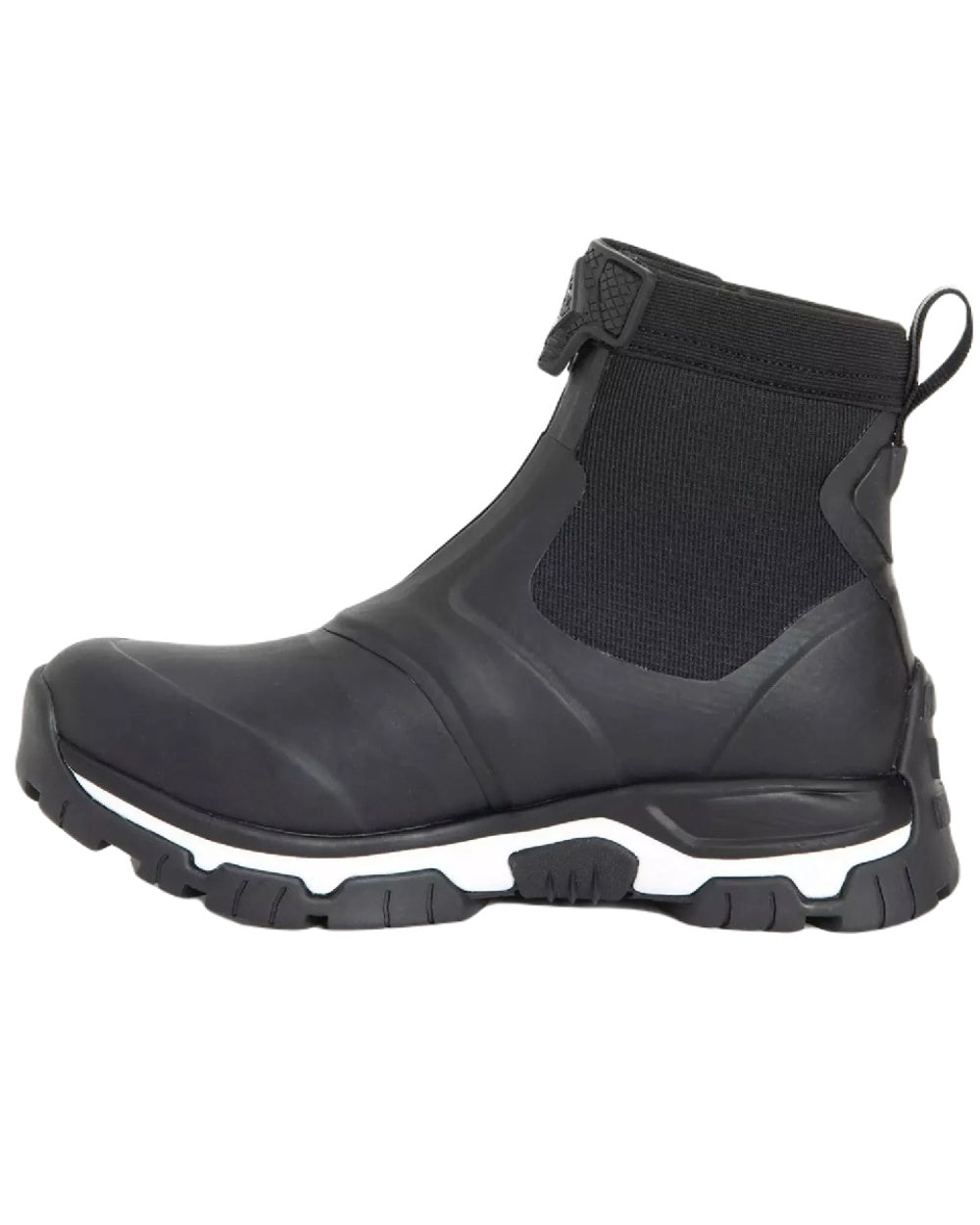 Black Coloured Muck Boots Ladies Apex Zip Mid Boots On A White Background