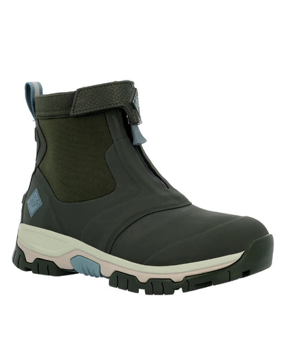 Dark Moss Coloured Muck Boots Ladies Apex Zip Mid Boots On A White Background 
