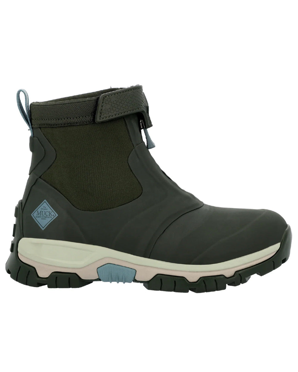 Dark Moss Coloured Muck Boots Ladies Apex Zip Mid Boots On A White Background