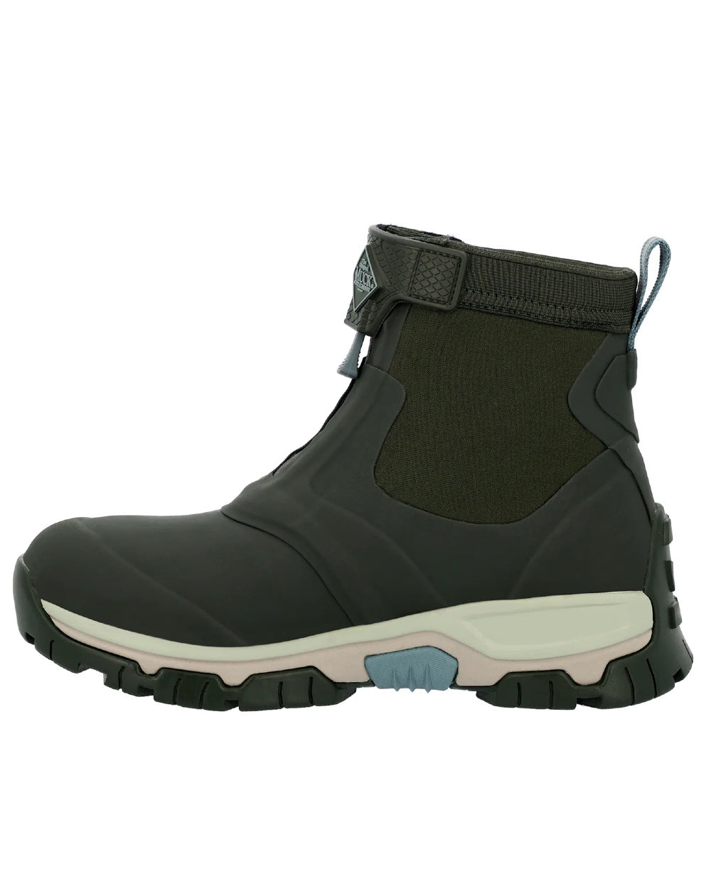 Dark Moss Coloured Muck Boots Ladies Apex Zip Mid Boots On A White Background