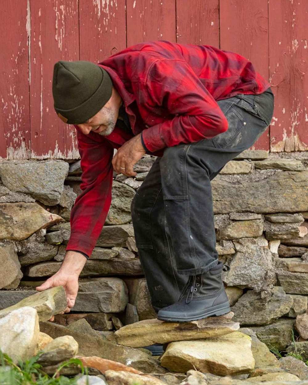 Taupe Coloured Muck Boots Mens Originals Duck Lace-Up Leather Short Boots on Outdoor Background