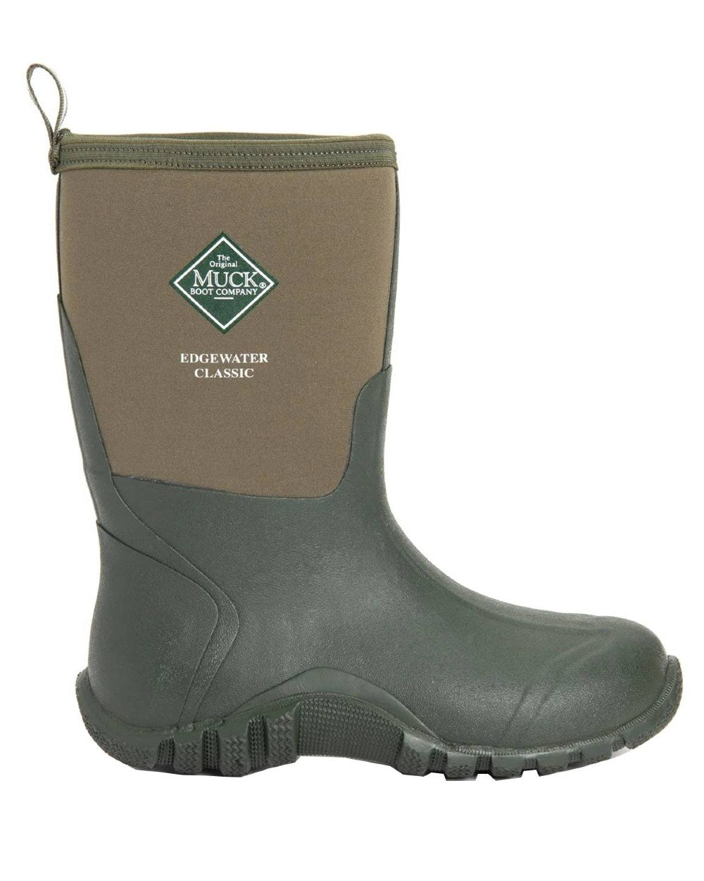 Moss Coloured Muck Boots Unisex Edgewater Classic Short Boots On A White Background