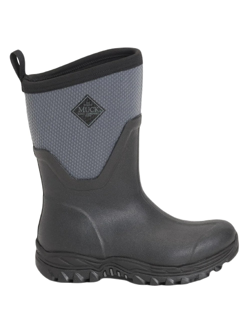Black Grey Coloured Muck Boots Womens Arctic Sport II Mid Wellingtons On A White Background