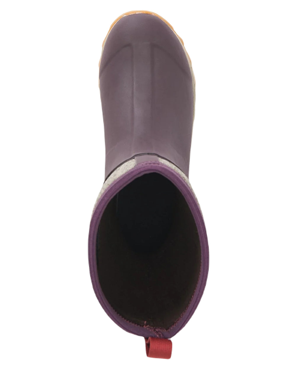 Wine Herringbone Print Coloured Muck Boots Womens Arctic Sport II Mid Wellingtons On A White Background