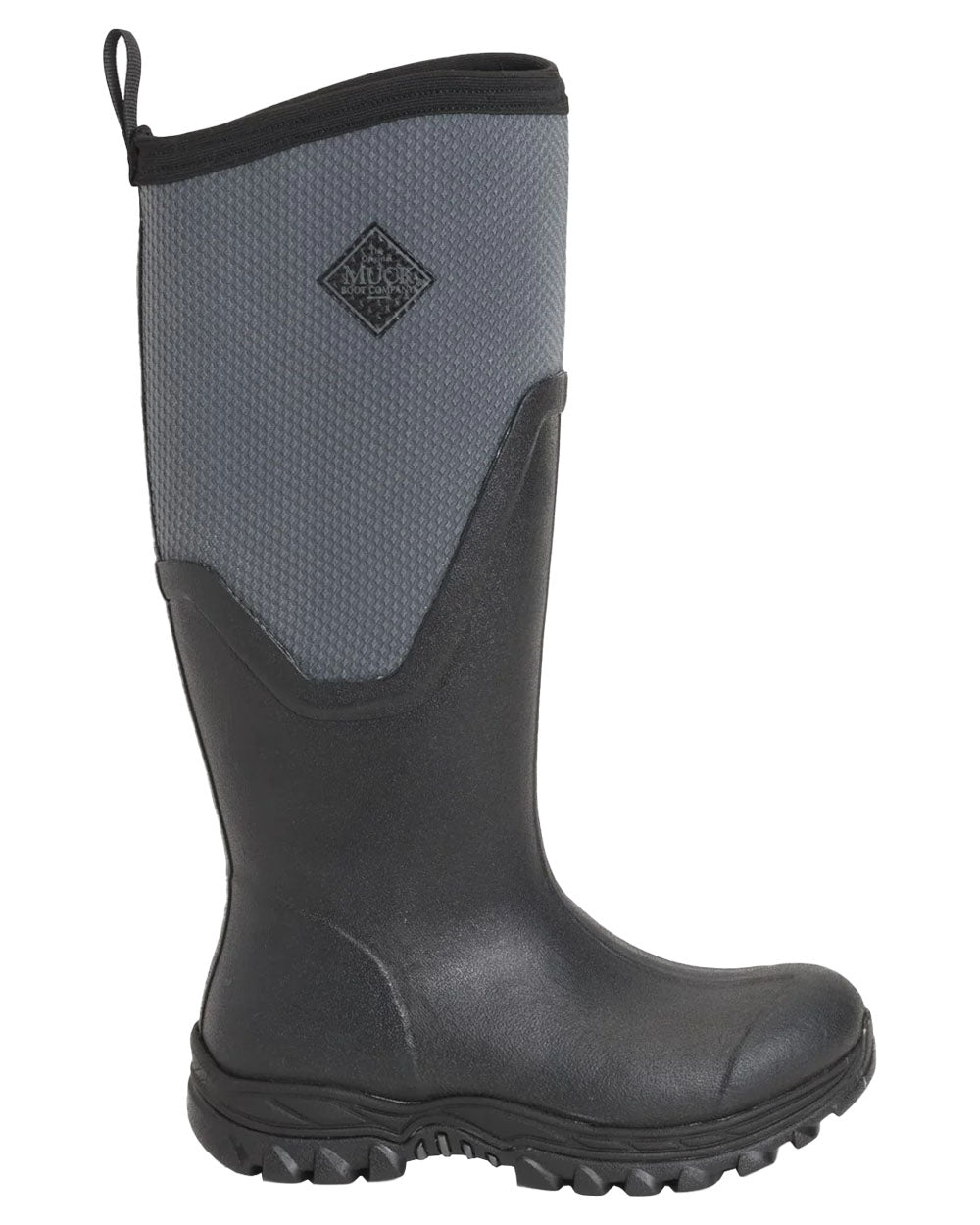 Black Grey coloured Muck Boots Womens Artic Sport II Tall Wellingtons on White background