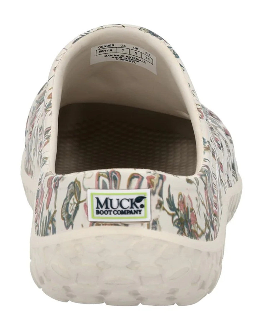 Light Grey Floral Print Coloured Muck Boots Womens Muckster Lite Clogs On A White Background