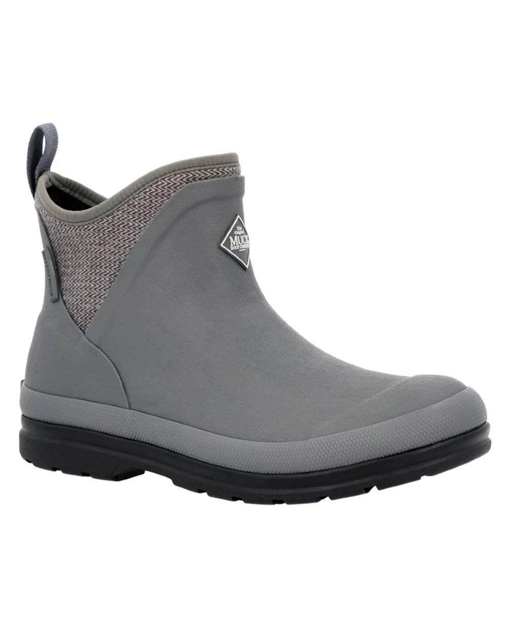Grey Plaid Print Coloured Muck Boots Womens Originals Pull-On Ankle Boots On A White Background