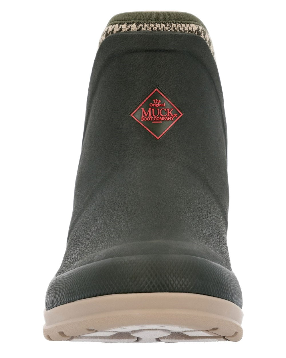 Moss Plaid Print Coloured Muck Boots Womens Originals Pull-On Ankle Boots on White Background
