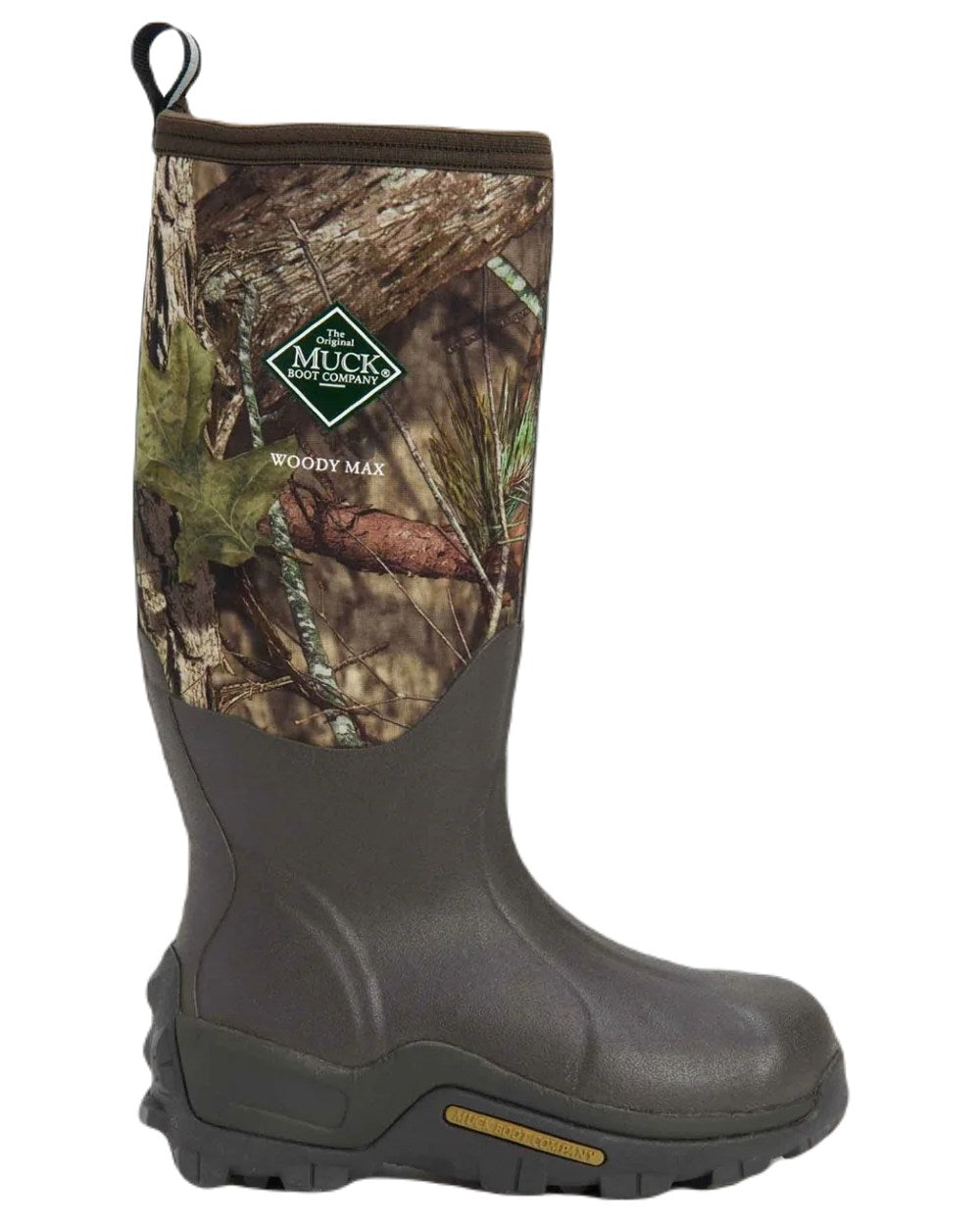 Mossy Oak Infinity Print Coloured Muck Boots Woody Max Tall Wellingtons On A White Background