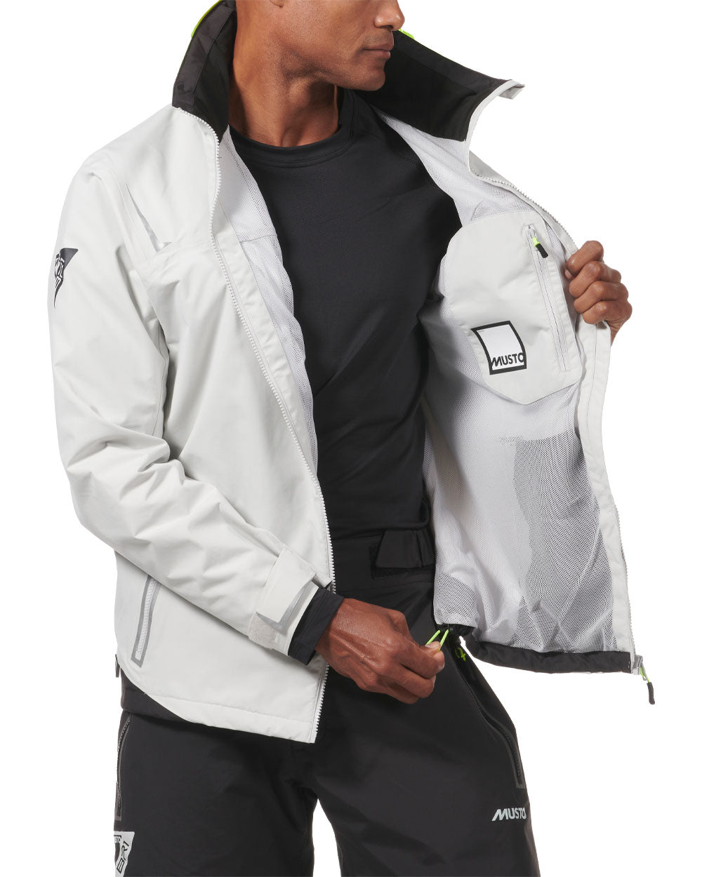 Platinum coloured Musto BR1 Solent Jacket on White background