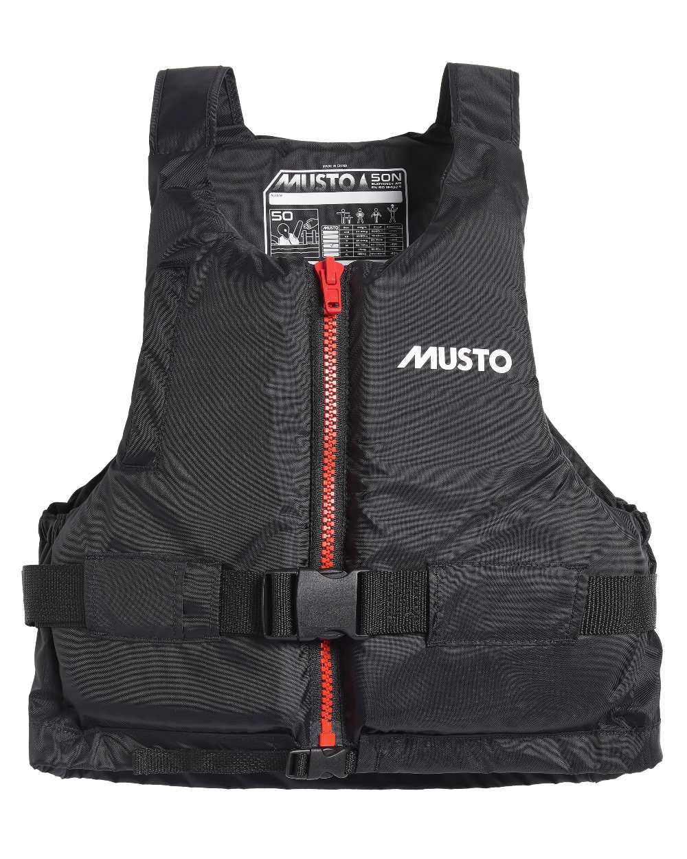 Black Coloured Musto Buoyancy Aid On A White Background