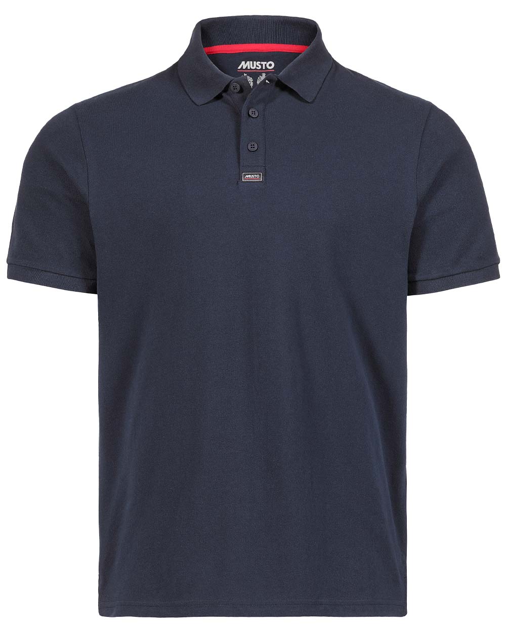 Navy coloured Musto Essential Pique Polo Shirt on White background