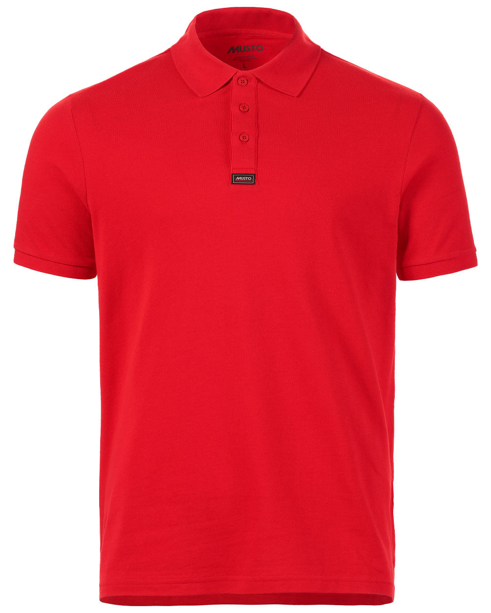 True Red coloured Musto Essential Pique Polo Shirt on White background