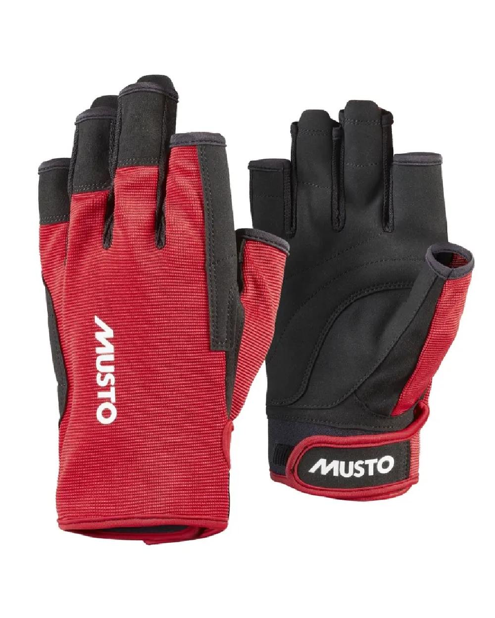 True Red Coloured Musto Essential Sailing Short Finger Glove 2.0 on White Background
