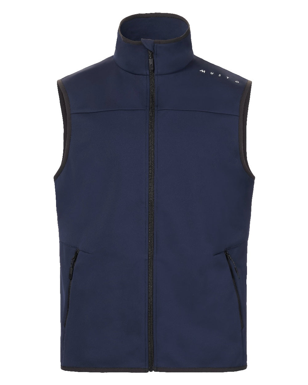 Navy Coloured Musto Evo Crew Softshell Vest on White Background