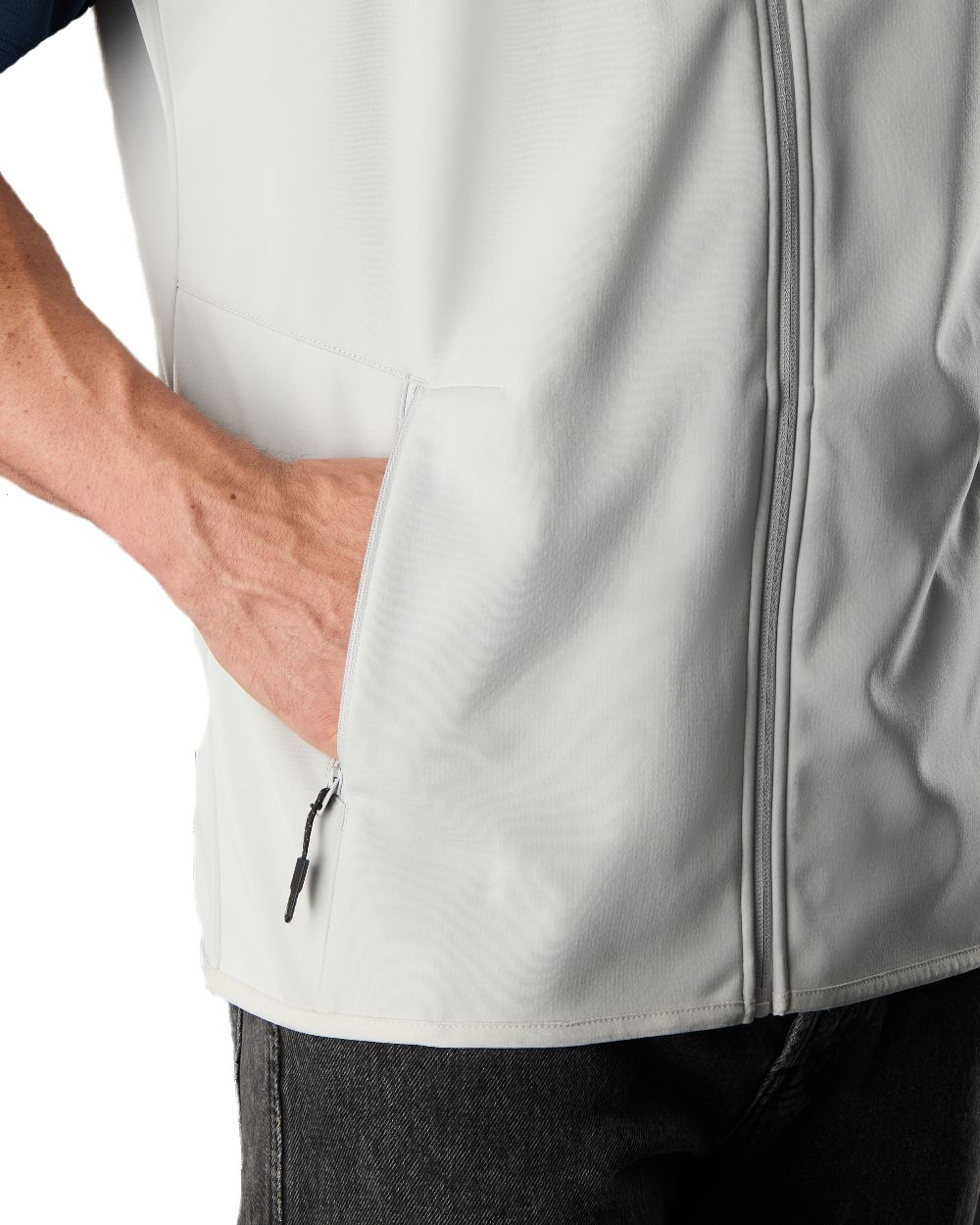 Platinum Coloured Musto Evo Crew Softshell Vest on White Background