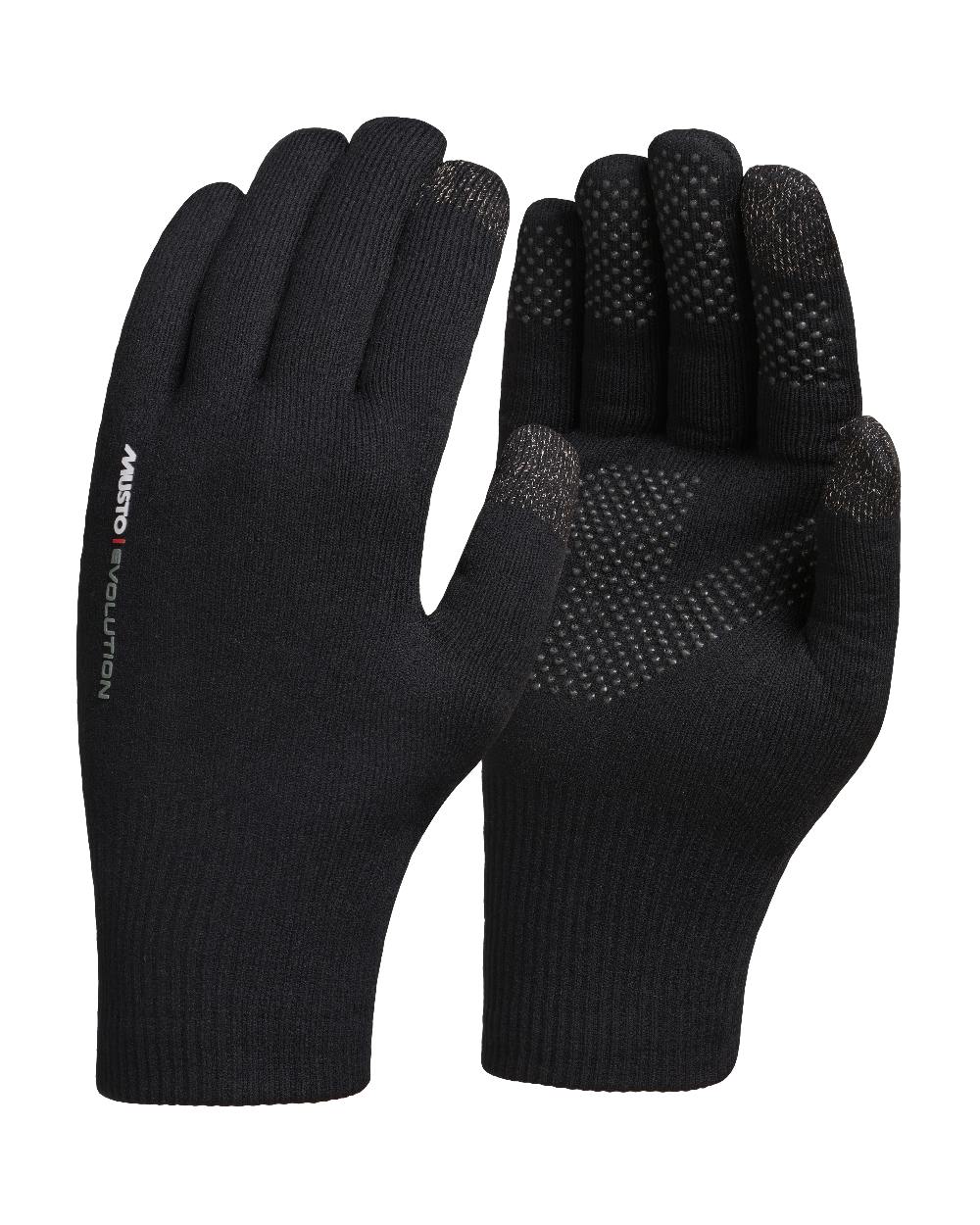 Black Coloured Musto Evolution Waterproof Gloves On A White Background