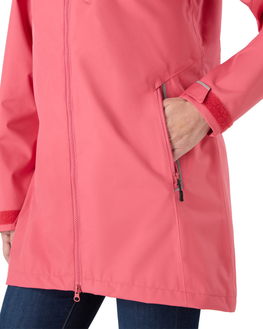 Sweet Raspberry coloured Musto Ladies Sardinia Rain Jacket on White background