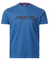 Marine Blue Coloured Musto Logo Tee On A White Background #colour_marine-blue