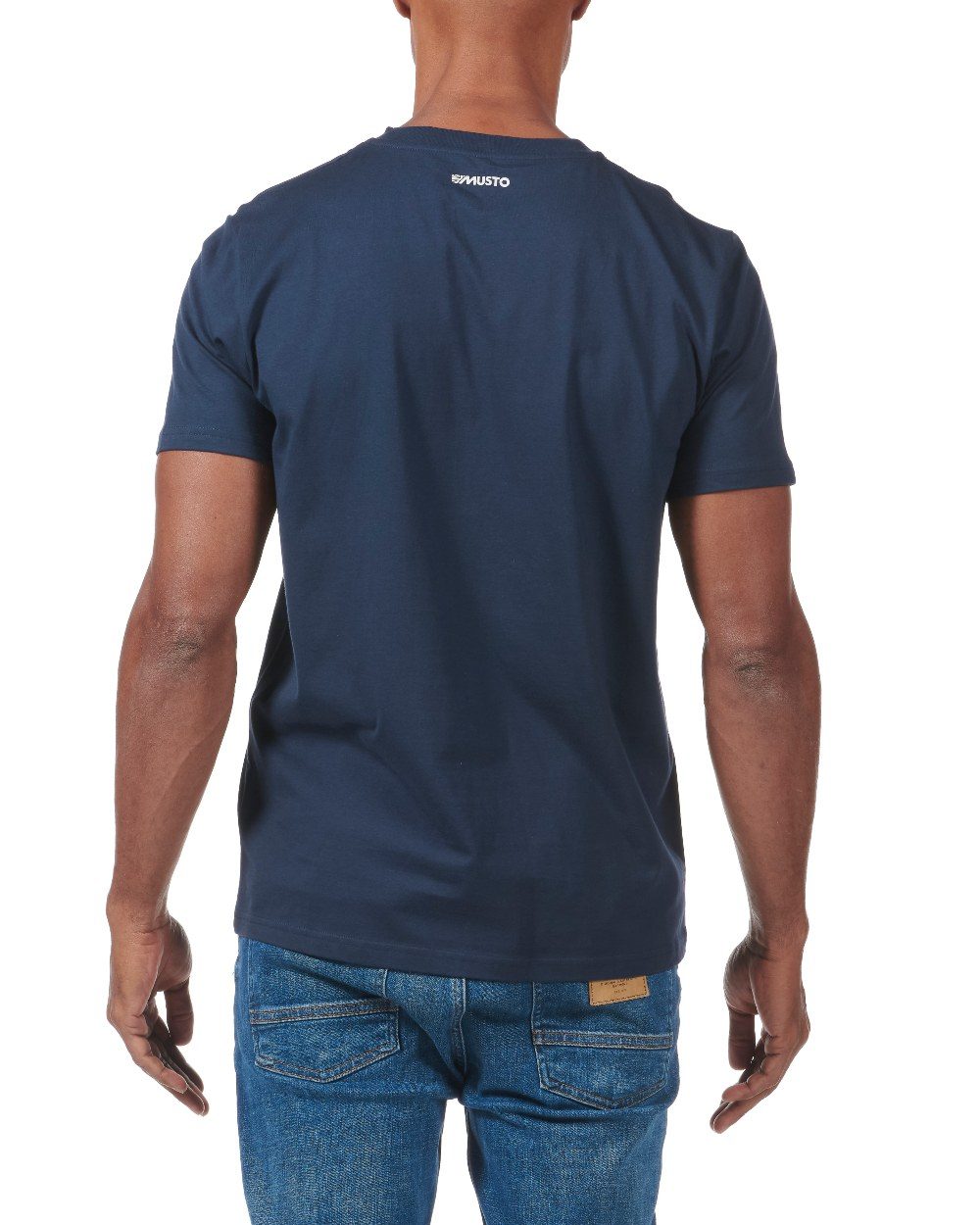 Navy Coloured Musto Logo Tee On A White Background