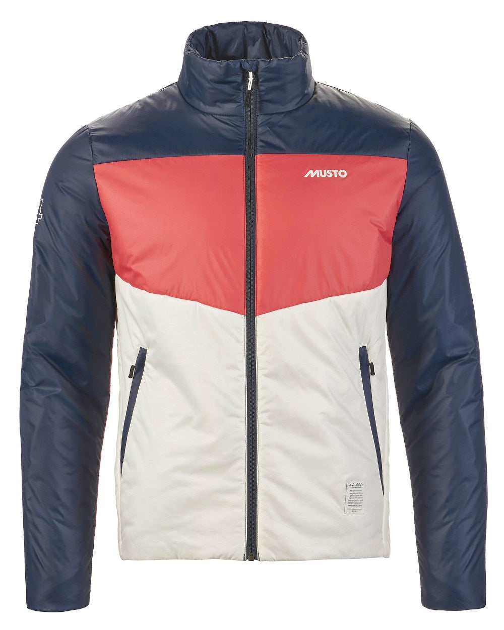 Antique Sail White/Navy Musto Mens 64 PrimaLoft Jacket On A White Background