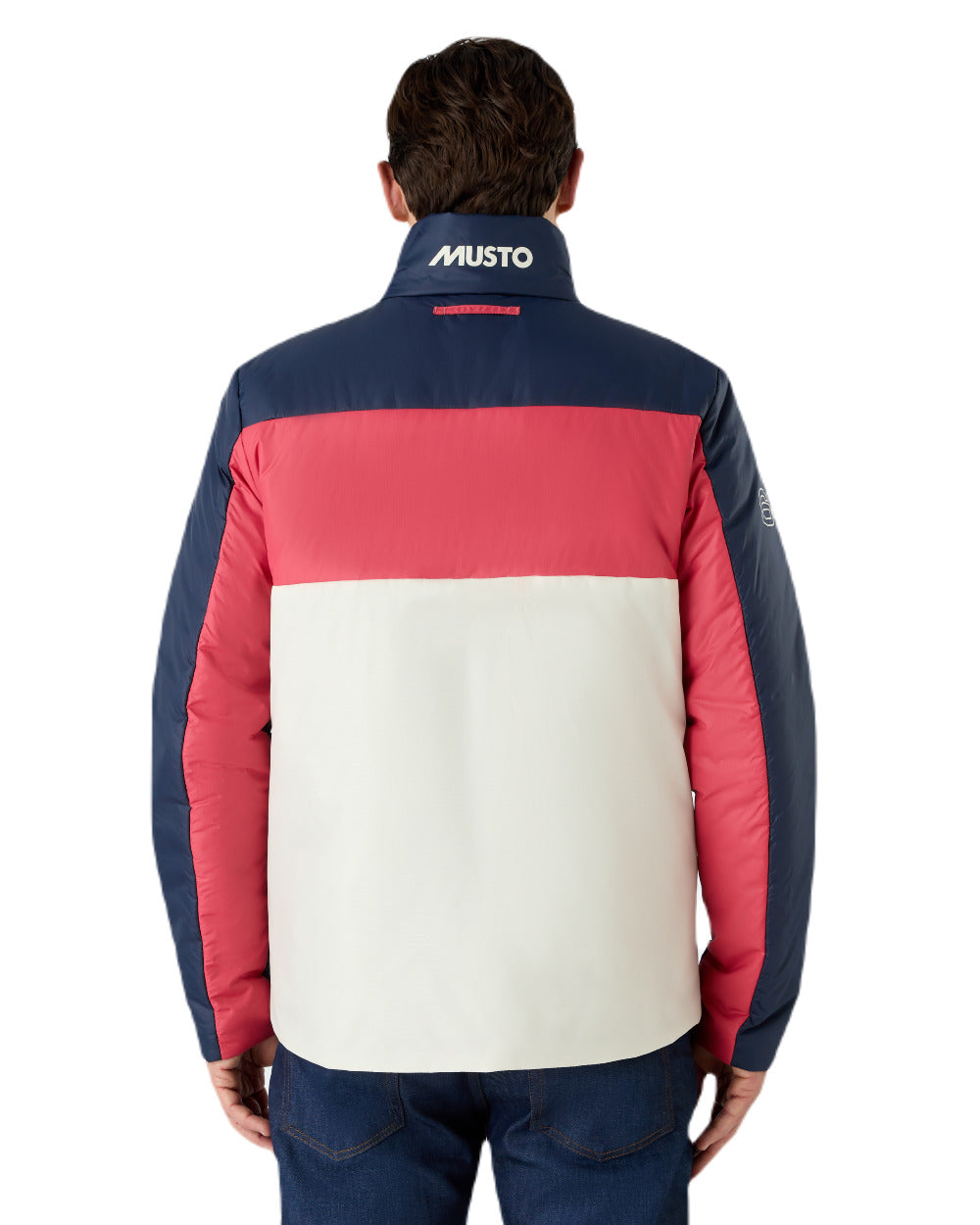Antique Sail White/Navy Musto Mens 64 PrimaLoft Jacket On A White Background