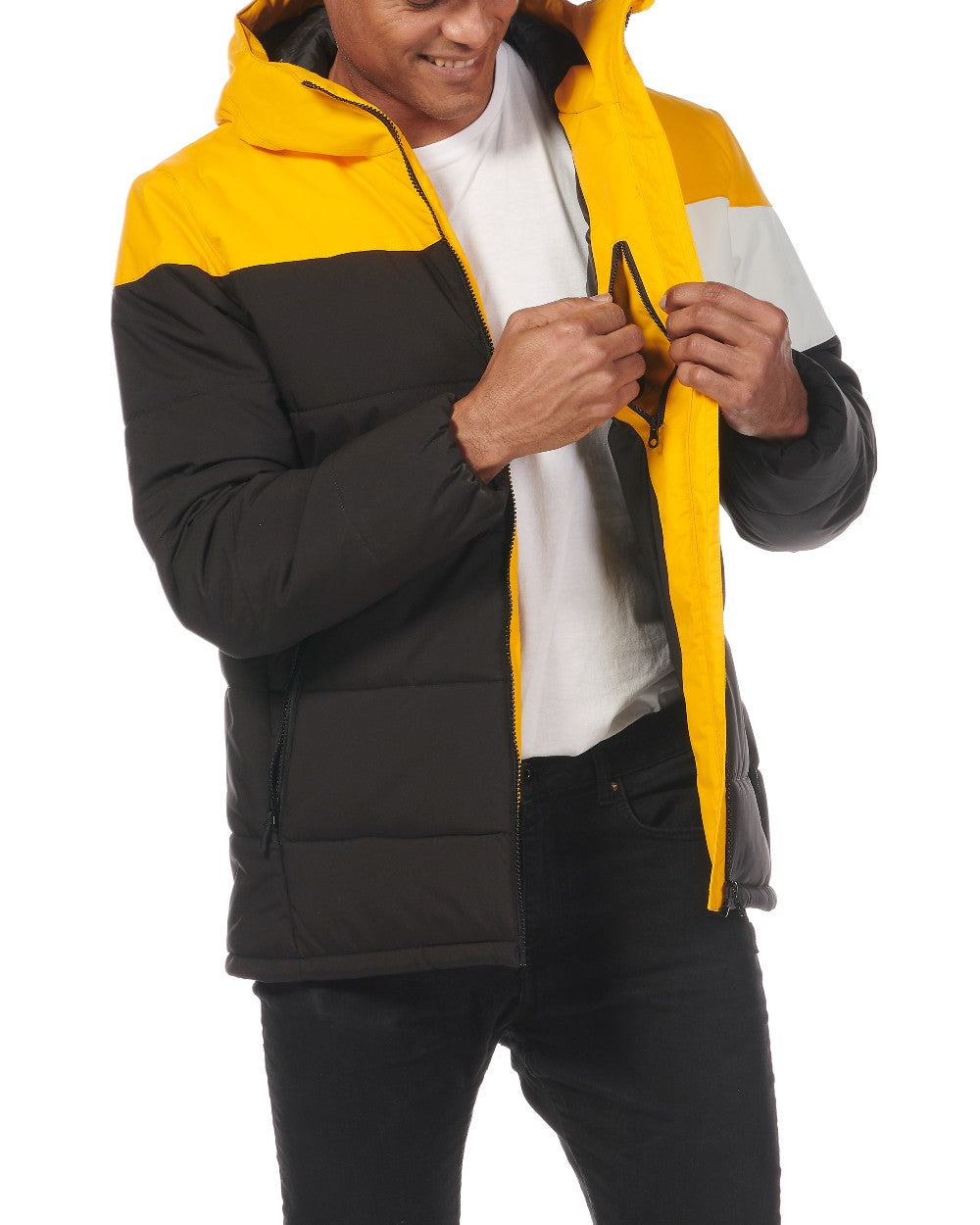 Black coloured Musto Mens 64 Puffer Jacket on white background 