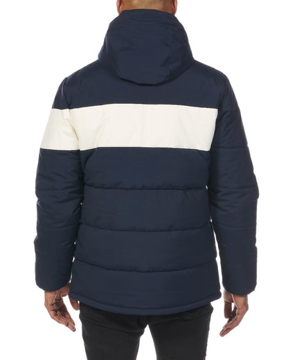 Navy coloured Musto Mens 64 Puffer Jacket on white background 