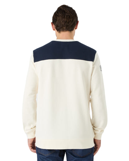 Antique Sail White/Navy Musto Mens 64 Tri Colour Sweatshirt On A White Background 
