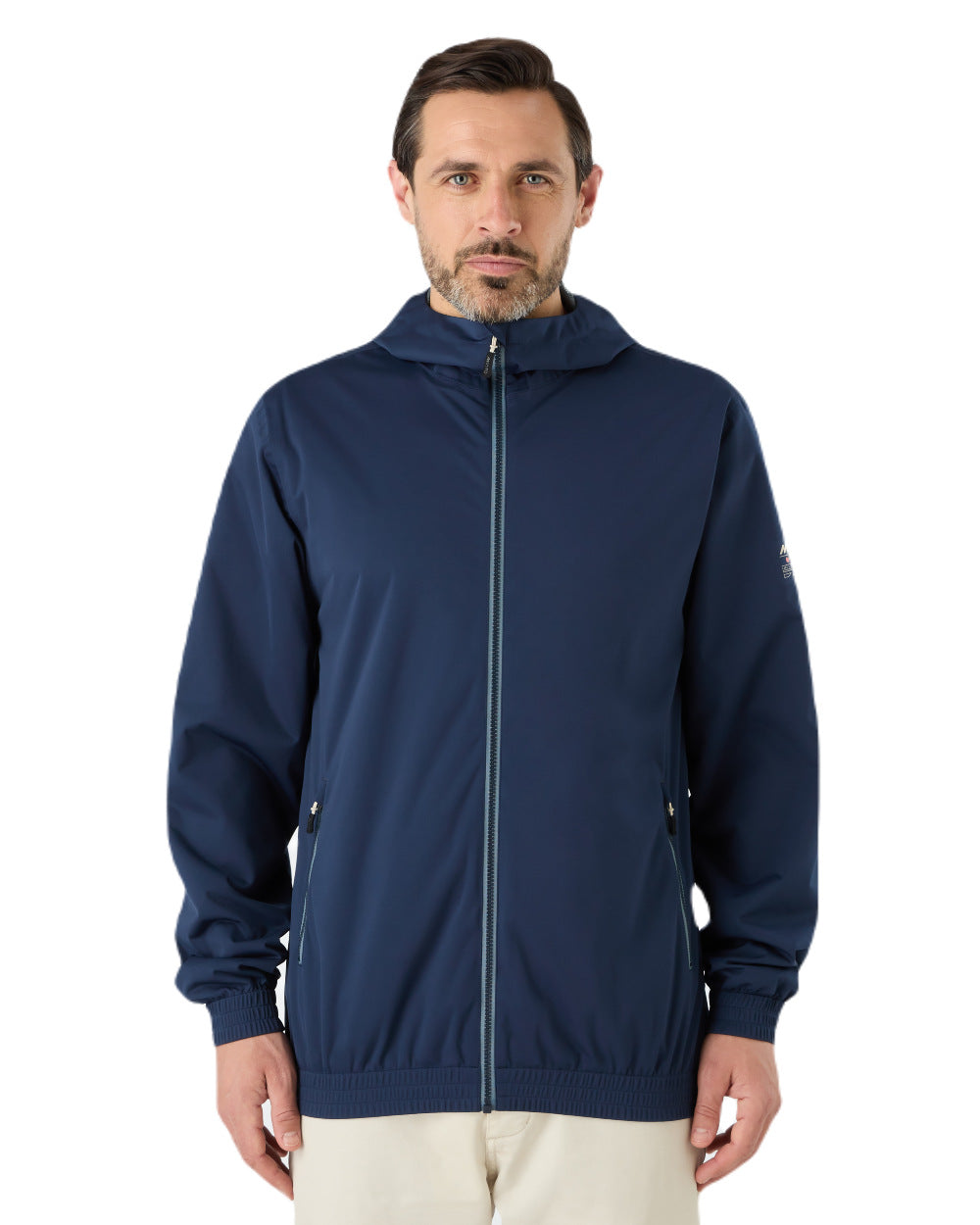 Navy Coloured Musto Mens Active Rain Jacket On A White Background
