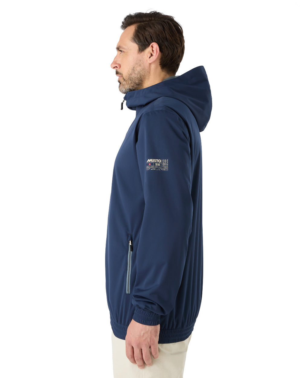 Navy Coloured Musto Mens Active Rain Jacket On A White Background