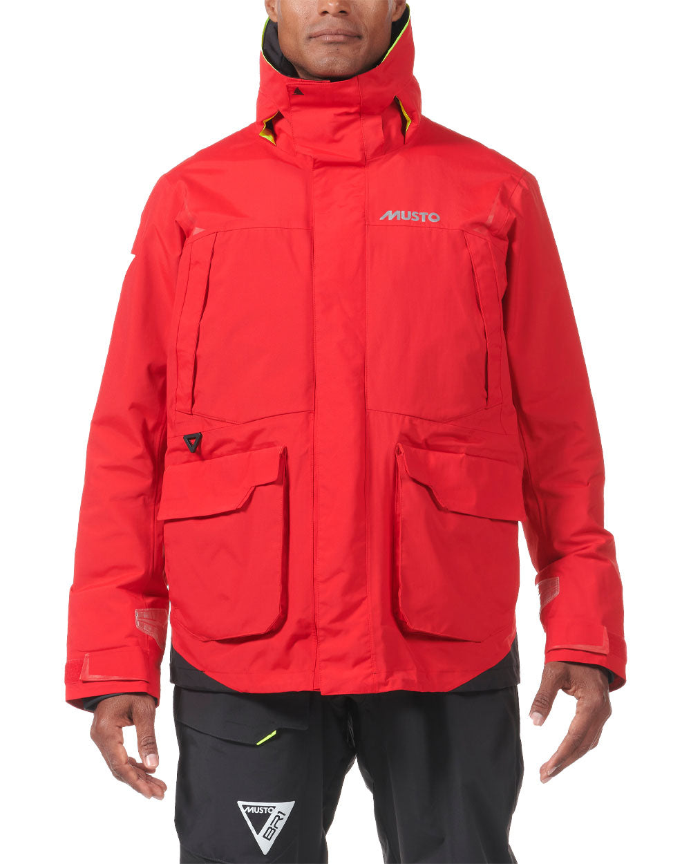True Red coloured Musto Mens BR1 Channel Jacket on White background