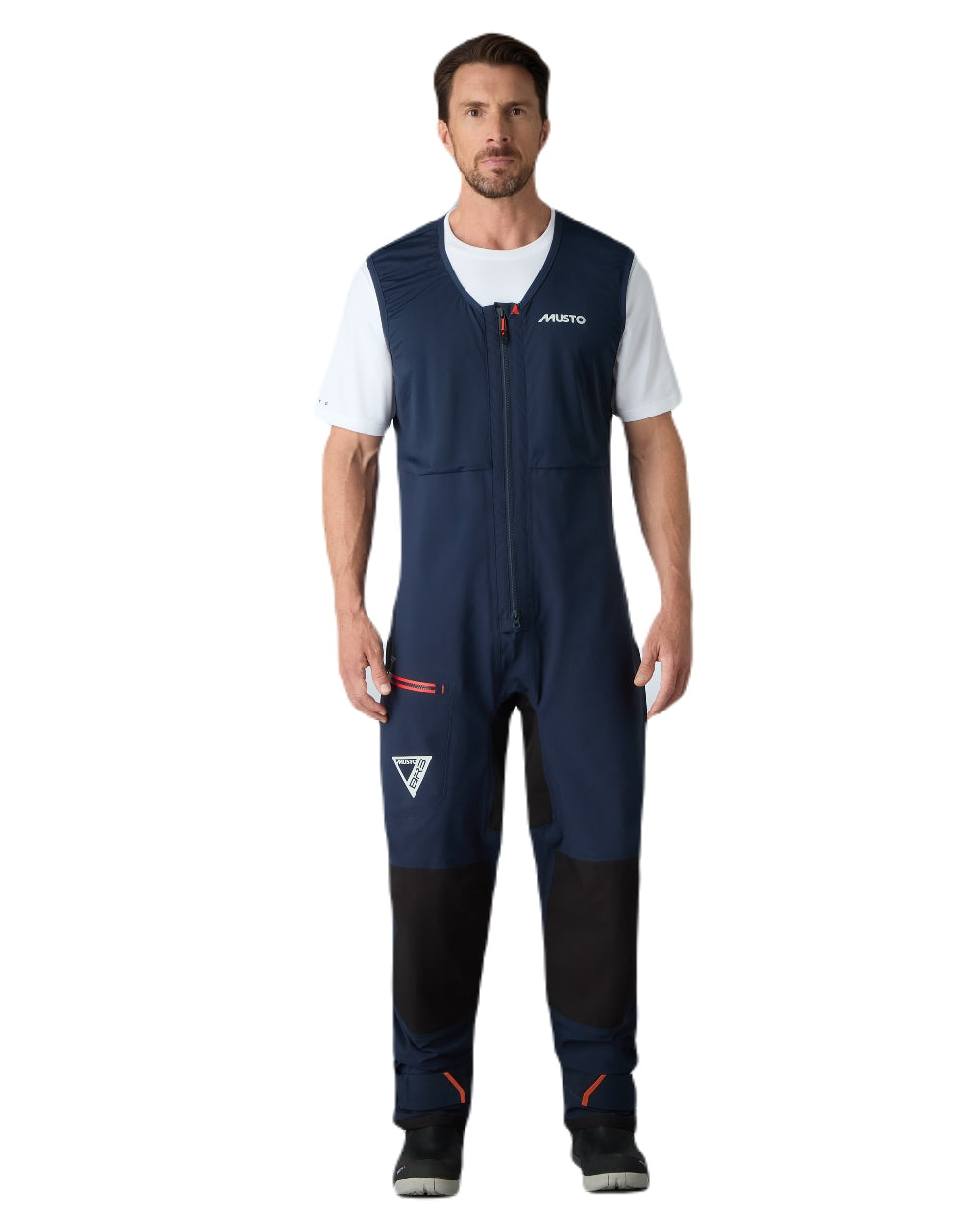 True Navy Coloured Musto Mens Br3 Sport Salopette on White Background