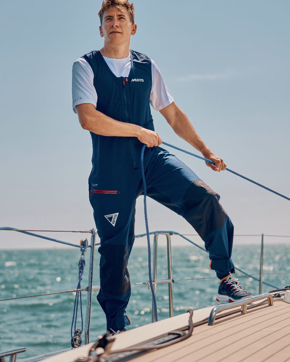 True Navy Coloured Musto Mens Br3 Sport Salopette on White Background